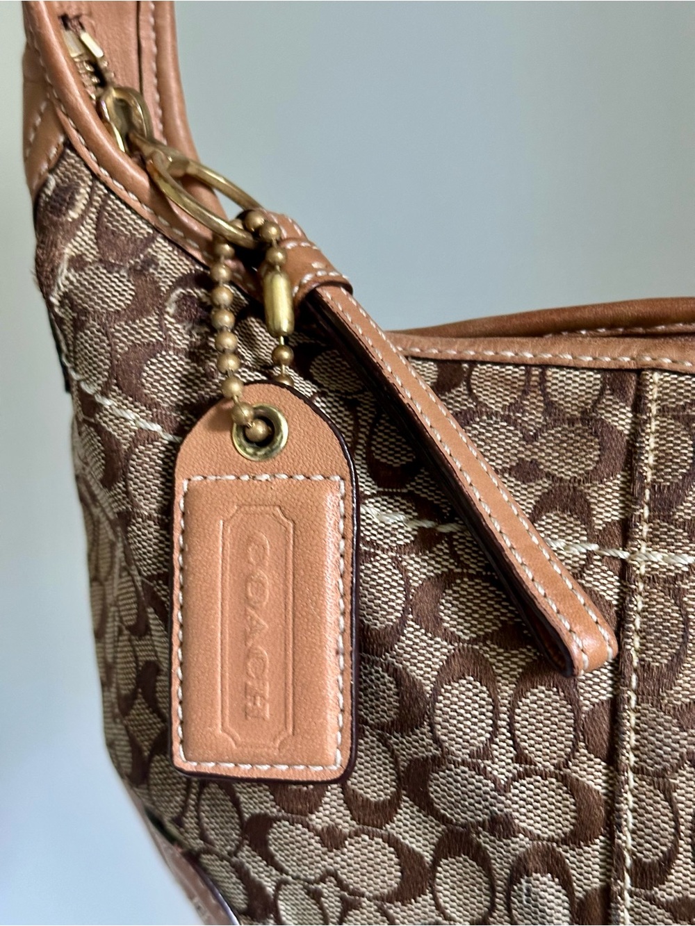 Coach Signature Shoulder Purse CC Logo Sufflette 10776 Light Brown Vintage - Picture 8 of 14